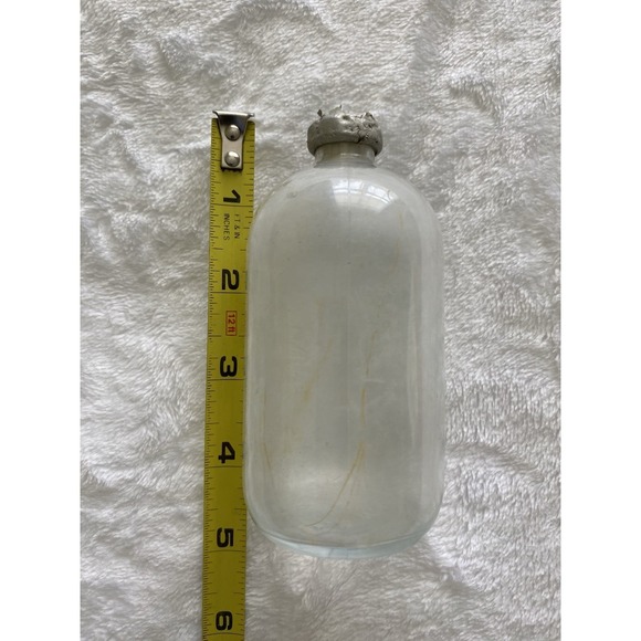 Other - Vintage Clear Glass Medical IV Infusion Bottle 5.5 Inch Original Metal Seal Cap
